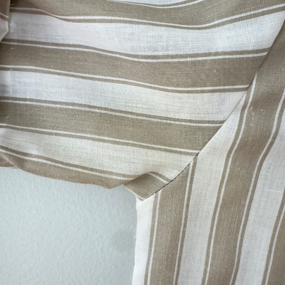 Oak Hill Vintage Beige/White Striped Short Sleeve Button Up Shirt - Picture 3 of 11